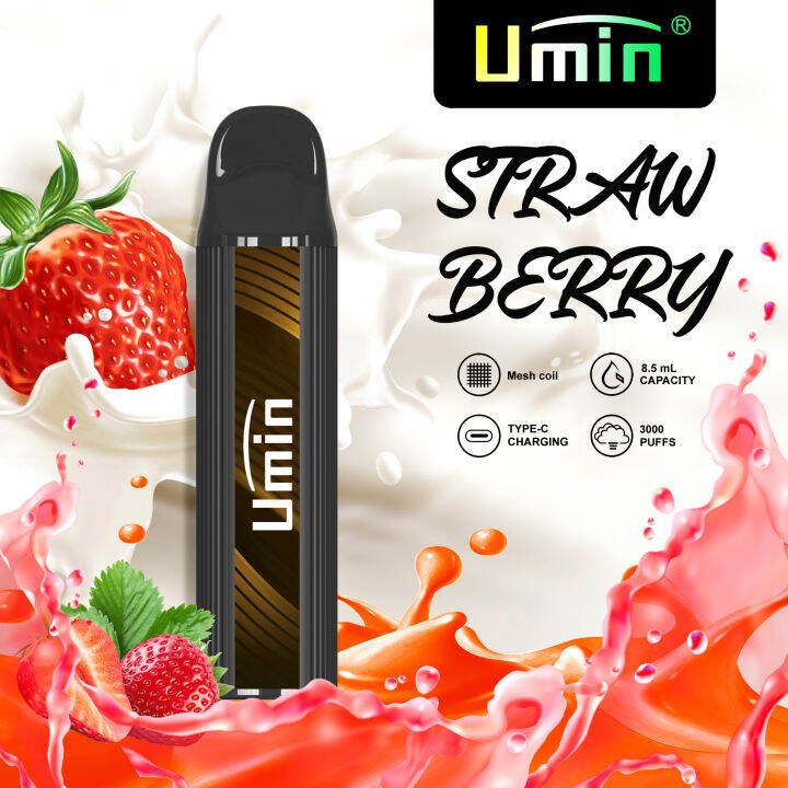 VAPE E-Juice Bar UMIN 3000 puffs Strawberry | Lazada