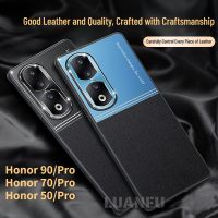 เคสสำหรับ Honor 90 /Honor 70 50 90 Pro Nova 9เคสโลหะป้องกันเลนส์หนังเคลือบป้องกันการกระแทกปิดหลังหรูหราธุรกิจเคสโทรศัพท์กันตก