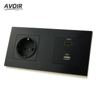 Avoir EU Standard Plug Wall Socket Electrical Outlet HDMI USB TV Port Socket Wall Power Socket Plastic Panel-Linqiaoe