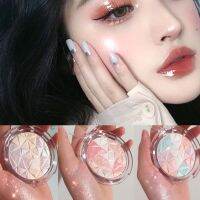 High Gloss Repair Blush Plate มันฝรั่งบดเพื่อเพิ่มความสว่าง Glitter สามมิติ Pearlescent High-Gloss Compact Powder