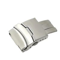 ☄○ 18mm 20mm 22mm 24mm เงิน Stainless Steel Watch Band Clasp 304L Solid Metal Folding Safety Deployment Buckle อุปกรณ์เสริม