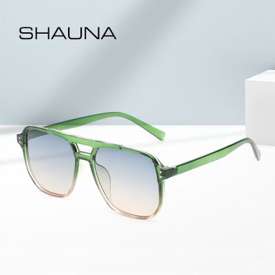 SHAUNA Retro Double Bridges Square Sunglasses Women Fashion Nail Decoration Eyewear Shades UV400 Men Trending Sun Glasses