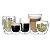 Set of 2 or 6pcs Creative Double Wall Heat Resistant Glass Coffee Cup for Drinkware Tea,Latte,Espresso Coffee Mug 80ml200ml