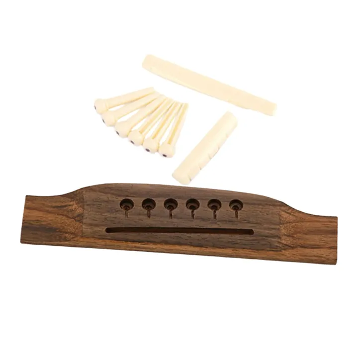 WDGREAT Acoustic Guitar Bridge with 6 Pegs Bridge Saddle Replacement