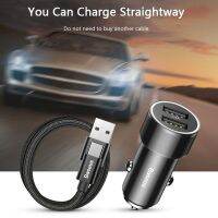 *Baseus หัวชาร์จในรถพร้อมสายชาร์จ Small Screw 3.4A Dual-USB Car Charging with Type-C cable Set