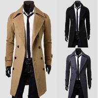 เสื้อโค้ทยาว trench coat สําหรับผู้ชายแขนยาวสไตล์เกาหลี