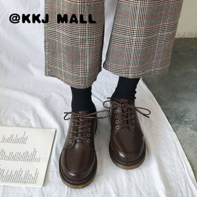 KKJ MALL Small Leather Shoes Womens Autumn and Winter 2021 New Single Shoes Korean Fashion Wild R British Style Flat Shoes