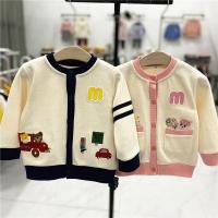 Autumn and Spring Day Boys and Girls Little Bear and Little Rabbit Cute Knitted Cardigan Round Neck Cartoon Casual Coat