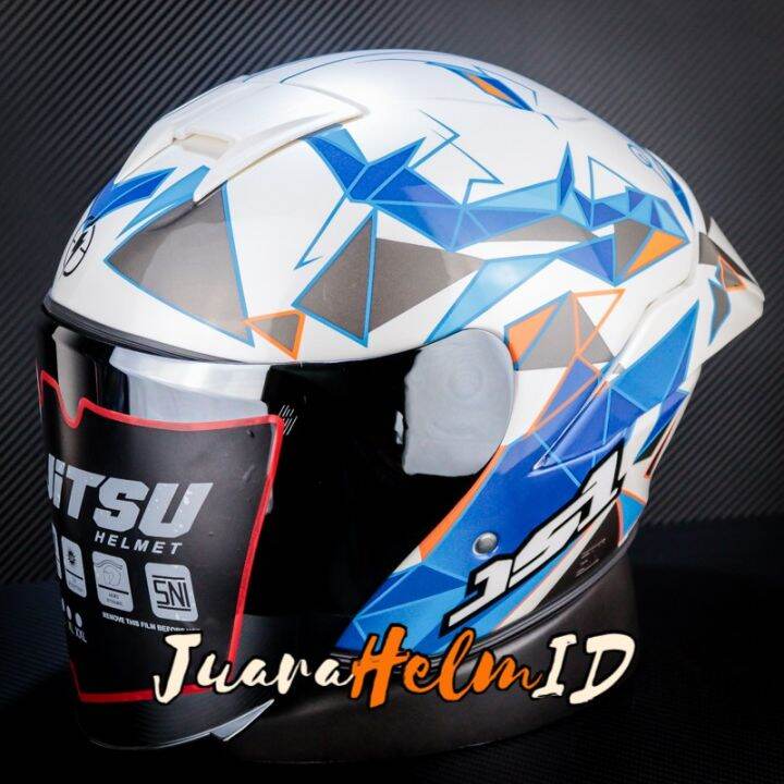 JITSU HELM JS1 MOTIF GEOWOLF / WHITE PEARL / HALF FACE Lazada Indonesia