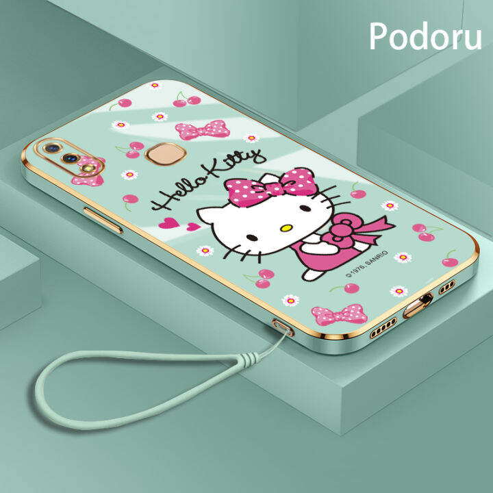 เคส-vivo-y85-z3x-z1i-v9-y85a-1727-1726เรียบง่ายสุดหรูชุบทองเคสโทรศัพท์-hello-kitty-กรอบซิลิโคน-tpu-แบบนิ่ม