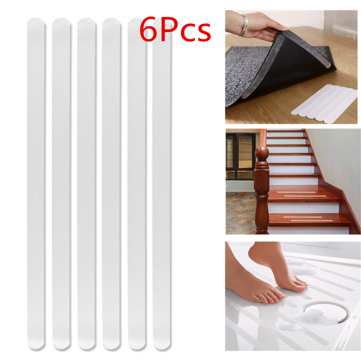 6/12/18/24Pcs Flooring Anti Slip Grip Strips Non-Slip Safety Shower Tub Stickers 