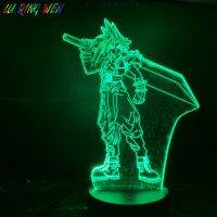 【☊HOT☊】 yisiguyi0 หุ่นต่อสู้ระบบคลาวด์3d Usb ไฟ Led ไฟตกแต่งกลางคืนเด็กผู้ชายเด็กทารกเกมไฟนอลแฟนตาซี7โคมไฟโต๊ะข้างเตียงนีออน