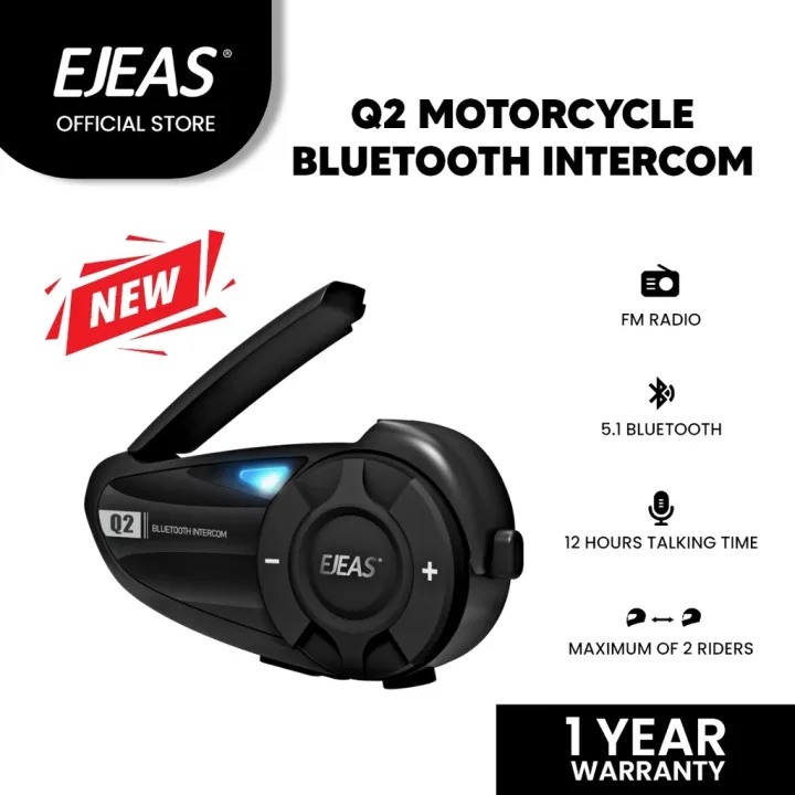 EJEAS Q2 Motorcycle Helmet Headset Bluetooth 5.1 Quick Pair