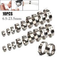 10Pcs 6.5mm-23.5mm 304 Stainless Steel Single Ear Hose Clamps Fuel Oil Water Hose Clip Pipe Tube Clamp Fastener Kit