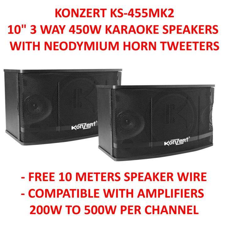 Konzert KS455MK3 10 3 Way 450W Karaoke Speaker System with Neodymium