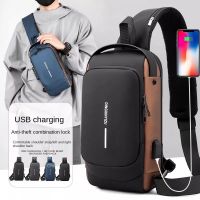 กระเป๋าคาดอกผู้ชาย กระเป๋าสะพายไหล่ nylon กระเป๋าสะพายข้างผู้ชาย Chest Crossbody Bag USB Port กระเป๋ามอเตอร์ไซค์ ด้วยรหัสผ่าน