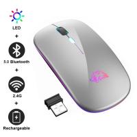 ZZOOI RYRA 2.4G Bluetooth 5.0 Wireless Mouse RGB 3-Mode Rechargeable Silent Mause Backlit Ergonomic Gaming Mouse For Laptop PC Office