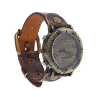 WOMAGE Womens Vintage Piano Score Quartz Metal Dial Wrist Watch Brown