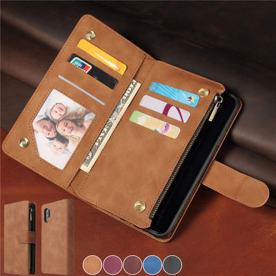Zipper Purse Leather Case for Samsung Galaxy Note 20 Ultra 10 9 S21 S20 FE S10 S9 S8 Plus A21S A51 A71 A50 A70 Wallet Card Cover