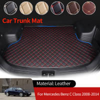 หนังรถ Boot Liner Cargo ด้านหลังเสื่อกระเป๋าเดินทางชั้นถาดพรมกันน้ำสำหรับ Benz C Class W204 200 2008 ~ 2014