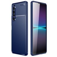 สำหรับ Sony Xperia 1 IV เคส TPU กันกระแทกเนื้อคาร์บอนไฟเบอร์ (สีฟ้า) (ในสต็อก)