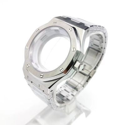 41mm case strap set mens watch parts accessory sapphire mirror surface suitable for NH35/NH36 movement 31.8mm dial