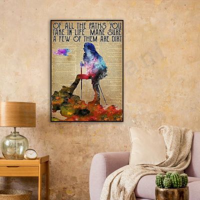 Love Hiking Poster Retro Girl Poster All The Roads You Take In Your Life Poster Love Camping Hiking ของขวัญวันวาเลนไทน์