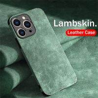 CSCR เคสโทรศัพท์หนัง PU ผิวด้าน Lambskin สำหรับ iPhone 14 13 12 11 Pro X XR XS Max 7 8 14 Plus เคสปกคลุมย้อนยุคผ้านิ่มกันกระแทก