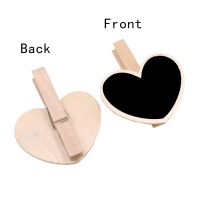 10 Pieces Of Mini Wooden Blackboard Heart-shaped Sign Blackboard With Reusable Message And Clip For Food Label Party Decoration