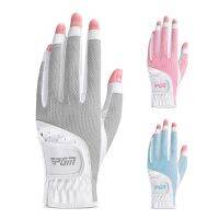 1 Pair Womens Open Finger Golf Gloves Breathable Mesh PU Sunscreen Finger Cover for Outdoor Sports Such As Cycling And Fishing