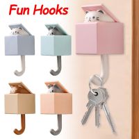 Cute Cat Hook Cartoon Animal Bedroom Door Hangers Holder Key Umbrella Towel Cap Coat Rack Wall Hooks Decor Bathroom Accessories Picture Hangers Hooks