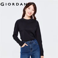 Giordanoผู้หญิง ผ้าฝ้ายแท้สีทึบขนาดเล็กคอเต่าแขนยาวเสื้อยืด Free Shipping 13322880