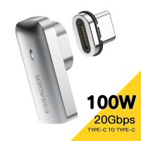 RYRA USB C OTG อะแดปเตอร์แม่เหล็กโค้ง100W PD3.0ชาร์จเร็ว Type-C อะแดปเตอร์แม่เหล็กสำหรับแล็ปท็อปพีซี20Gbp สายแปลงตัวเชื่อมต่อข้อมูล