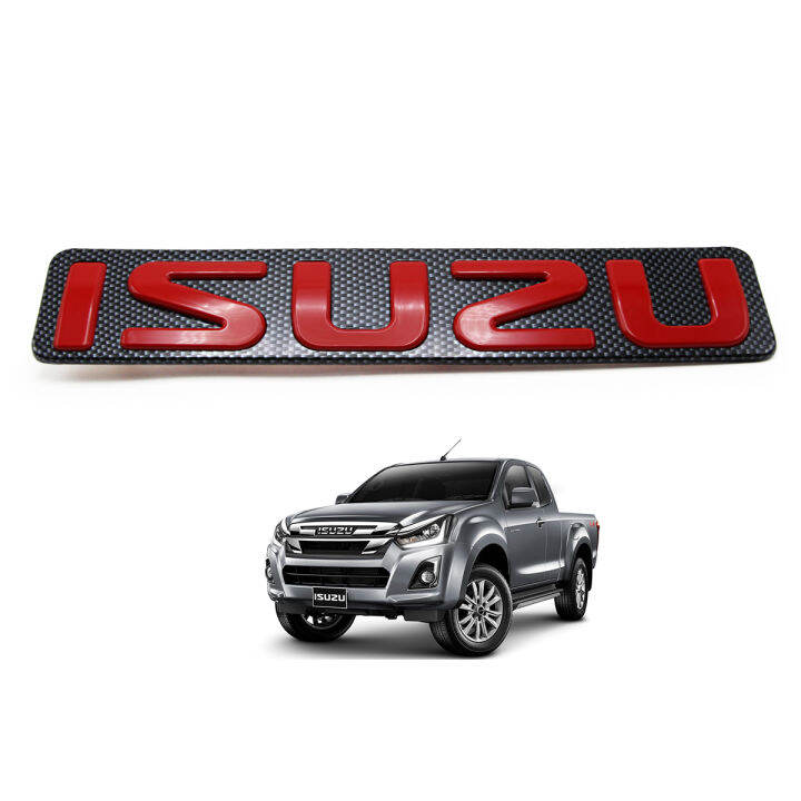 โลโก้-isuzu-ติดหน้ากระจัง-อีซูซุ-ดีแม็ค-สี-เครฟล่า-แดง-d-max-isuzu-2-4-ประตู-ปี2012-2018-ขนาด-31cm-6cm-มีบริการเก็บเงินปลายทาง