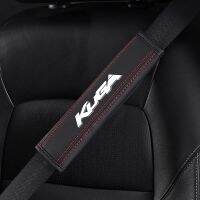 ✺☁✥ Leather Car Seat Belt Shoulder Guard Pads Covers For Ford Kuga Shoulder Protection Car Emblem Interior Accessories