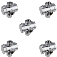 5X ABS Chrome 3 Way Diverter Hose Fitting T Shape Adapter Connector for Angle Valve Hose Bath Shower Arm Toilet