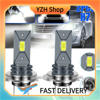 YZH Shop 2ชิ้นไฟหน้ารถมอเตอร์ไซค์แบบ Led H7ชุดหลอดไฟเสริมไฟสูงต่ำ160W 20000lm หลอดไฟ Lampu Depan Mobil สีขาว6000K สว่างมาก