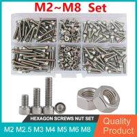 Hexagon Socket Machine Screws Nut Set 304 Stainless Steel  M2 M2.5 M3 M4 M5 M6 M8 hexagonal head screw Assortment Kit Nails Screws  Fasteners