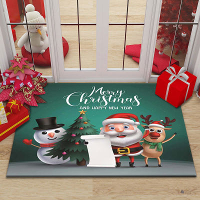 【cw】Santa Claus Home Entrance Car Door Mat Merry Christmas Non-Slip Hallway Bedroom Bathroom Mat Living Room Rugs Tapis Chambre ！