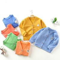 New 0-7 year Kids Sweater Coats Casual Cute Knitted Cardigan Small Children V-Neck Solid Color Coats Boys Girls Comfortable Sweater Baby Clothing Tops For Spring Autumn