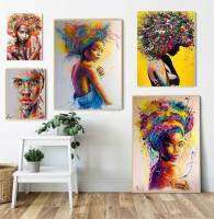 บทคัดย่อสาวแอฟริกันผ้าใบภาพวาดผู้หญิงผิวดำ Graffiti Art โปสเตอร์ Wall Decor Modern Art รูปภาพสำหรับห้องนั่งเล่นห้องนอนตกแต่งสำนักงาน