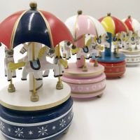 New Products Carousel Sky City Music Box Childrens Student Birthday Gift Wooden Crafts Home Decoration Merry-go-round Music Box