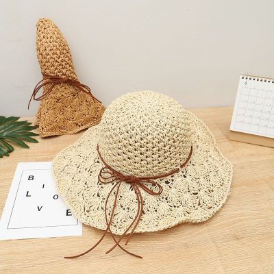 （HOT)2023 ใหม่สไตล์เกาหลีหมวกผู้หญิงฤดูร้อนหมวกฟางหมวกชาวประมงชายหาดกลางแจ้งหมวกกันแดดหมวกกันแดด