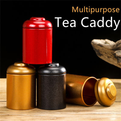 กระปุกเปล่าโลหะทรงกลมขนาดเล็กอเนกประสงค์สำหรับชา Pot Bulat แบบย้อนยุคกระป๋องใส่ชาบรรจุภัณฑ์กระป๋องชา
