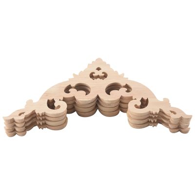 4Pcs/Set Wood Carved Corner Onlay Applique Unpainted Frame Cupboard Cabinet Decal for Home Furniture Decoration 15cm