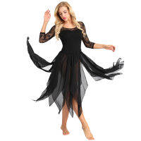 Women Girls Asymmetrical Hem Side Split Chiffon Ballroom Latin Ballet Dance Skirt Adult Stage Performance Lyrical Dance Costumes