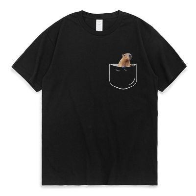 Funny Pocket Capybara T Shirt Anime Graphic T Shirts Men and 100% Cotton Casual O-Neck Tees Oversize Streetwear T-shirt XS-4XL-5XL-6XL