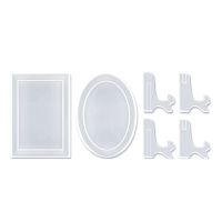 Resin Mold for Photo Frame with Stand Holder,Rectangle &amp; Oval Epoxy Molds for Resin Casting, DIY Handmade Gifts