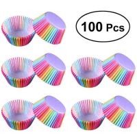 100 Pcs Rainbow Cupcake Liner Cupcake Paper Baking Cups Muffin Cases Cake box