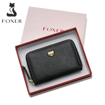 FOXER Signature Card Monogram Holder Women Short Wallets Mini Lady